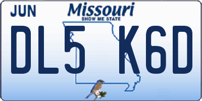 MO license plate DL5K6D
