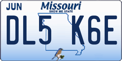 MO license plate DL5K6E