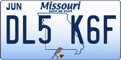 MO license plate DL5K6F