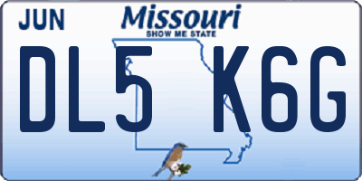 MO license plate DL5K6G