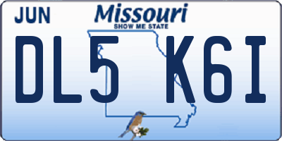 MO license plate DL5K6I