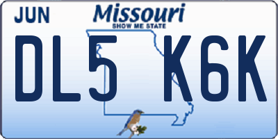 MO license plate DL5K6K