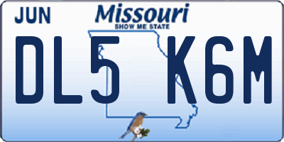 MO license plate DL5K6M
