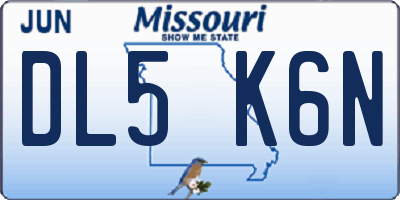MO license plate DL5K6N