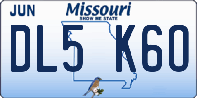 MO license plate DL5K6O