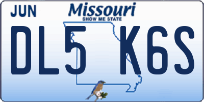 MO license plate DL5K6S