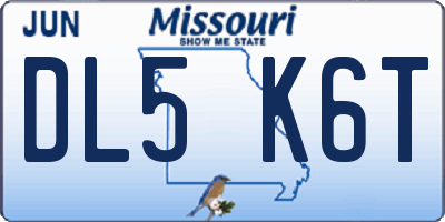 MO license plate DL5K6T