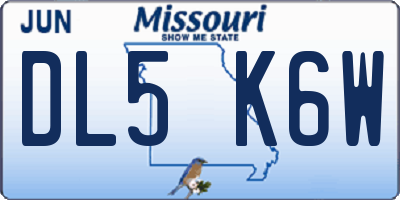 MO license plate DL5K6W