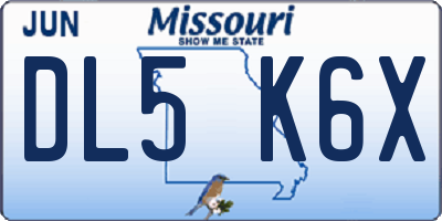 MO license plate DL5K6X