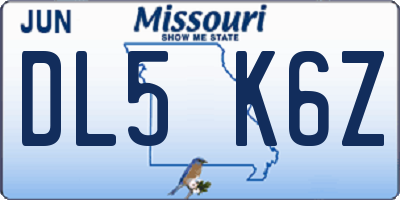 MO license plate DL5K6Z