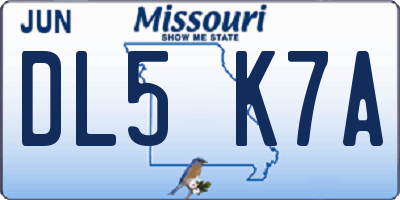 MO license plate DL5K7A
