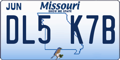 MO license plate DL5K7B