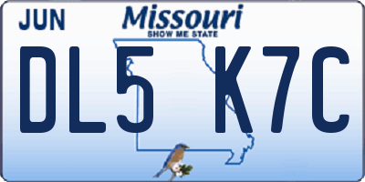 MO license plate DL5K7C