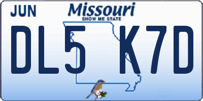 MO license plate DL5K7D