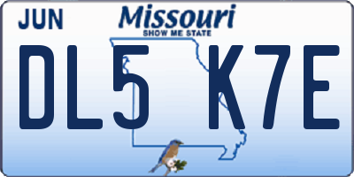 MO license plate DL5K7E