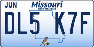 MO license plate DL5K7F
