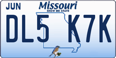 MO license plate DL5K7K