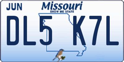 MO license plate DL5K7L