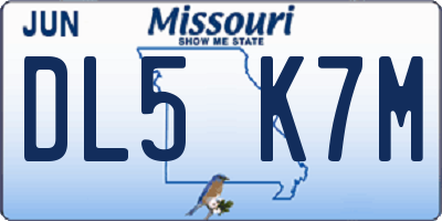 MO license plate DL5K7M