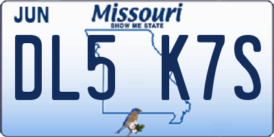 MO license plate DL5K7S