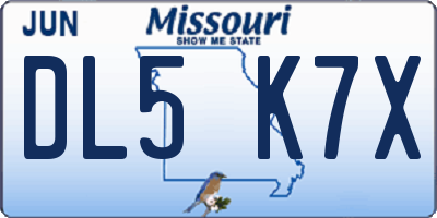 MO license plate DL5K7X