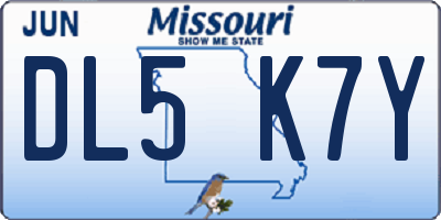 MO license plate DL5K7Y