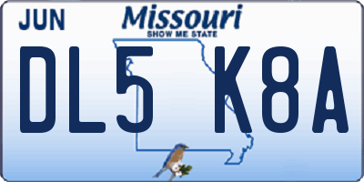 MO license plate DL5K8A