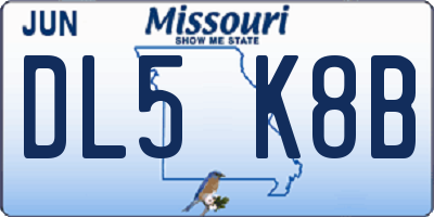 MO license plate DL5K8B