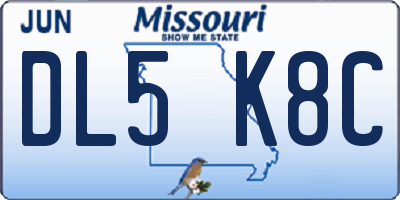 MO license plate DL5K8C