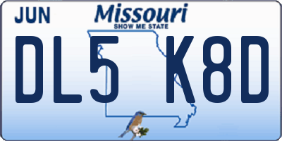 MO license plate DL5K8D