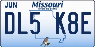 MO license plate DL5K8E