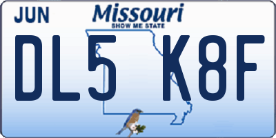 MO license plate DL5K8F