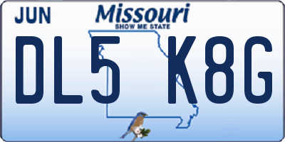 MO license plate DL5K8G