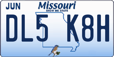 MO license plate DL5K8H