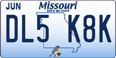 MO license plate DL5K8K