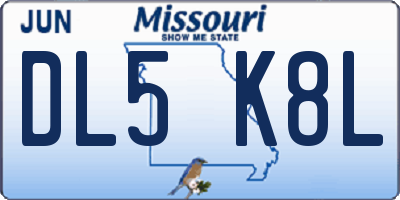 MO license plate DL5K8L