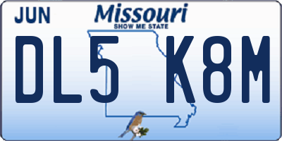 MO license plate DL5K8M