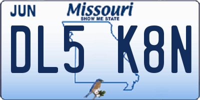 MO license plate DL5K8N