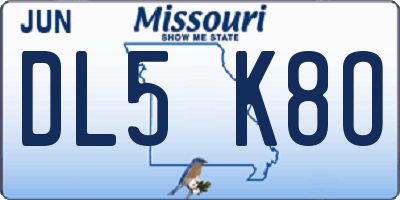 MO license plate DL5K8O