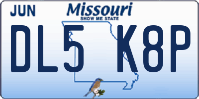 MO license plate DL5K8P