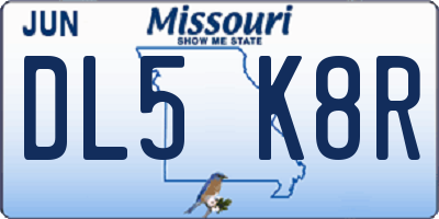 MO license plate DL5K8R