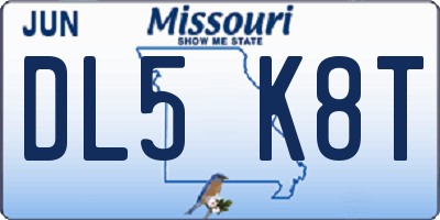MO license plate DL5K8T