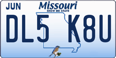 MO license plate DL5K8U