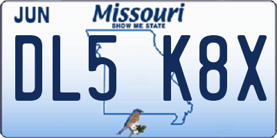 MO license plate DL5K8X