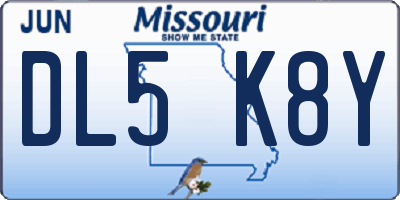 MO license plate DL5K8Y