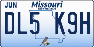 MO license plate DL5K9H