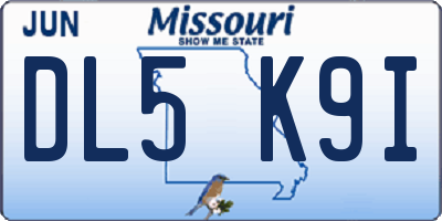 MO license plate DL5K9I