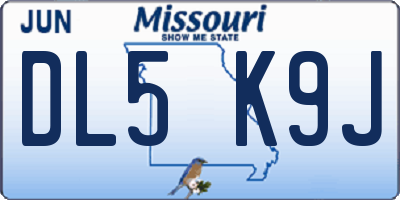 MO license plate DL5K9J