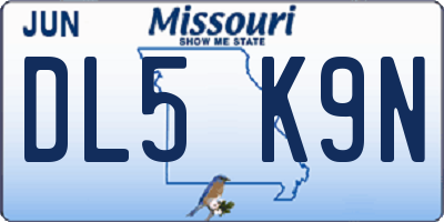 MO license plate DL5K9N