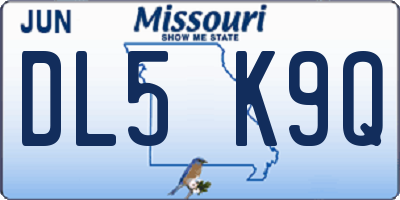 MO license plate DL5K9Q